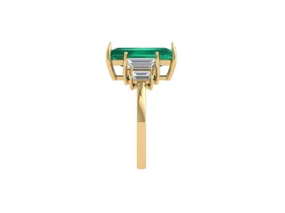 Emerald 5 Stone Art Deco Ring 3D print model