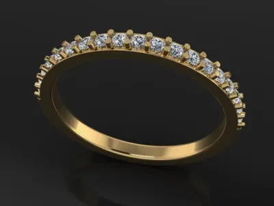 Diamond Halo Engagement Ring Set With Band 5mm 3D print model