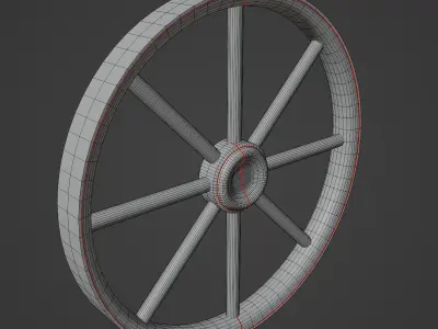 Western Wooden Wheel 01 3D model