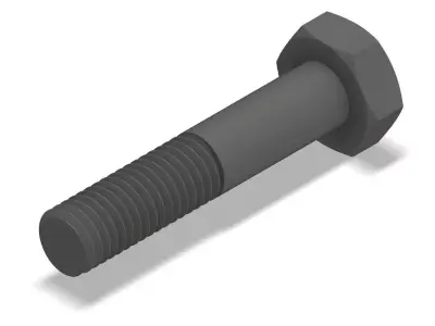 Bolt Partial Thread Hexagonal Head M10x50mm 3D model