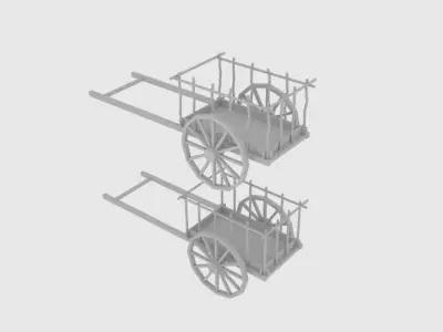 Hanley Sk Red River Cart Low-poly 3D model