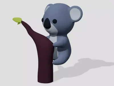 Cute koala  on a tree 3D model