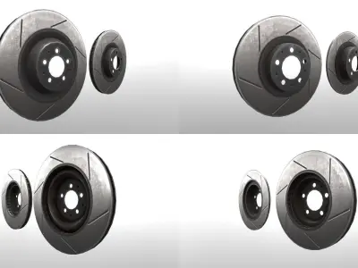Dusty Brake Rotors x24 Free low-poly 3D model