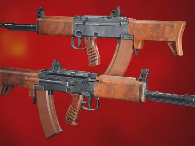 TKB 0146 3D model soviet bullpup rifle low poly  Low-poly 3D model