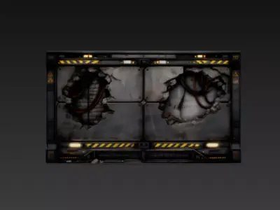 Sci-Fi Damaged Industrial Wall Panel - PBR Low Poly Game Ready Low-poly 3D model