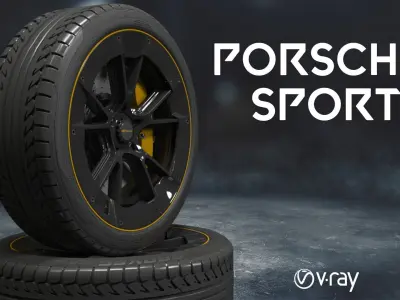 porsche sport car tyre 3D model by Akbarov030