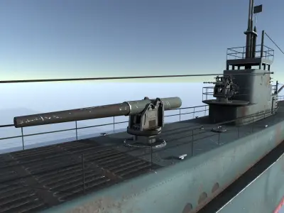Old Submarine Low-poly 3D model