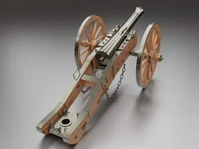 Old Medieval Artillery Cannon Low-poly 3D model