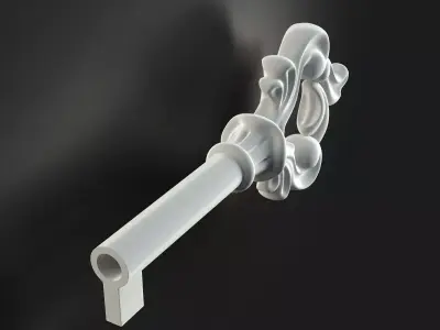 Antique Style Key with Decorative Escutcheon 3D model