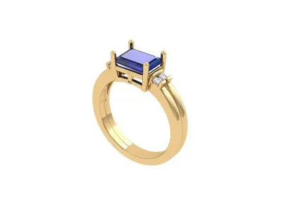 Emerald Solitaire Ring 3D print model 20