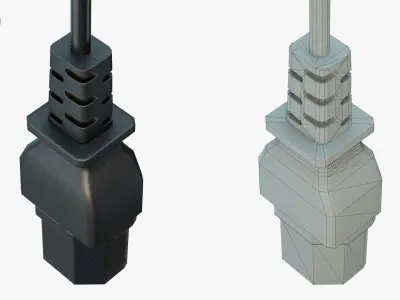 IEC C15 Female Plug Low-poly 3D model