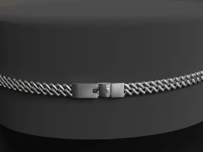 Photorealistic Cuban Bracelet Model With a Box Clip 3D model
