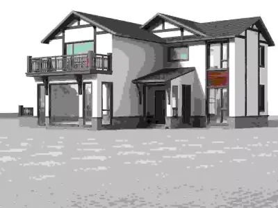 Villa house with balconies 3D model order