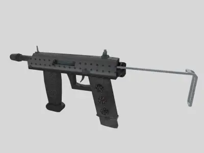 no brand low poly submachine gun 2 Low-poly 3D model