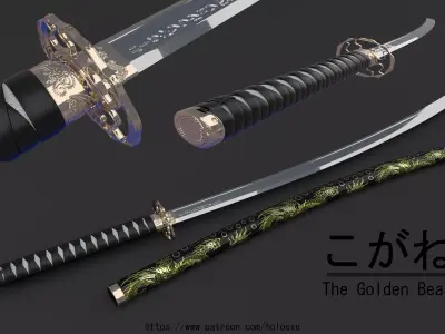 Kogane golden beast samurai sword 3D model