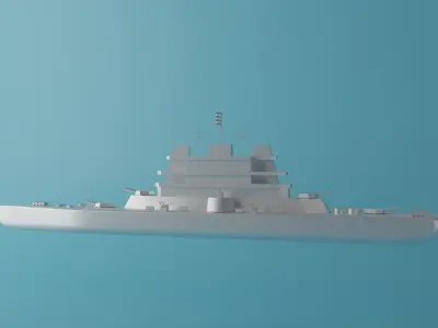 Cartoon Battleship Low-poly 3D model purchase