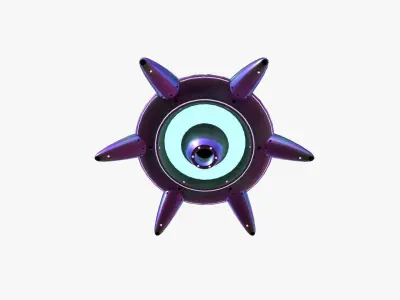 Alien Spaceship UFO G04 Purple Blue - Sci Fi Spacecraft Design Low-poly 3D model