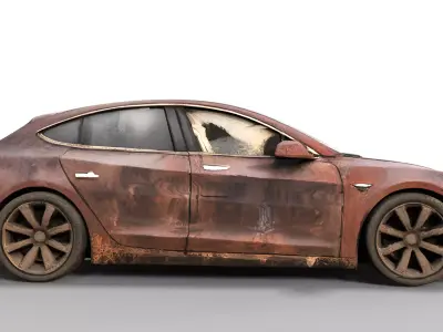 Abandoned Electric car Low-poly 3D model