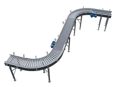 S-shaped turning drum conveyor line 3D model
