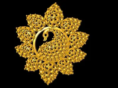 peacock pendant and mango design 3D print model