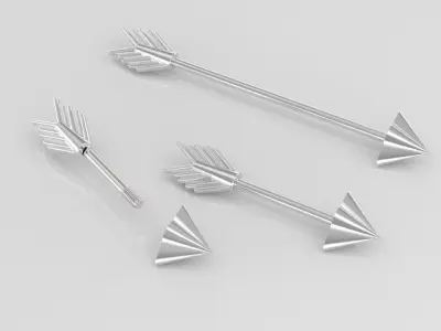 Piercing Microbell lip tragus Industrial Barbell arrow  3D print model