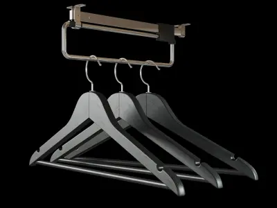 Retractable Pull Out Clothes Hanger Rail for a shallow wardrobe 3D model