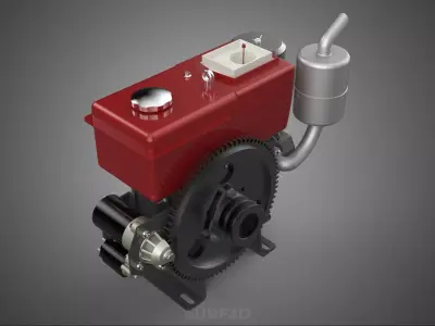COMPACT DIESEL ENGINE AUTO ELECTRIC SELF STARTER MOTOR FLYWHEEL 3D model