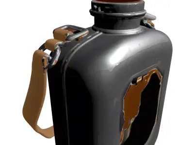 Vintage Metal Canteen with Strap Low-poly 3D model