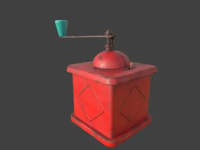 Vintage coffee grinder ruby red Low-poly 3D model