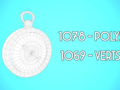 COMPASS CARTOON STYLIZED Low-poly 3D model