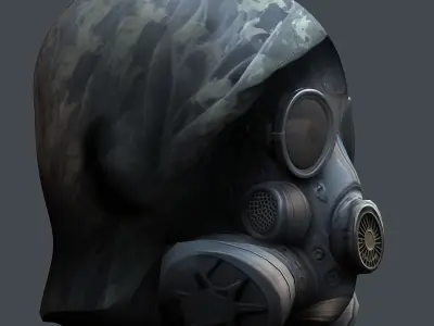Gas mask helmet 3d model military combat Low-poly  Low-poly 3D model 2