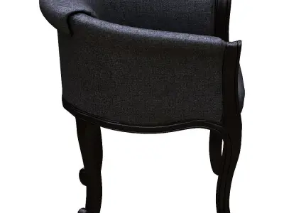 Dining chair leather and black wood Low-poly 3D model