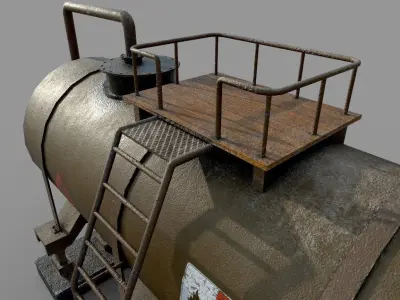 Industrial Green Tank Low-poly 3D model