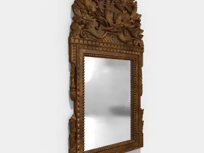 Custom made Antique Hand Carved French Wooden Mirror 3D model