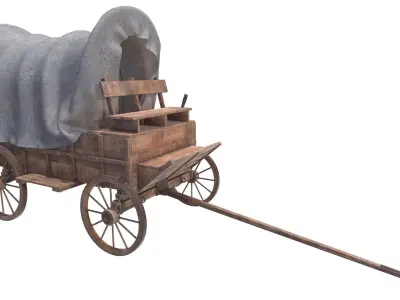 wagon wooden covered 3D model