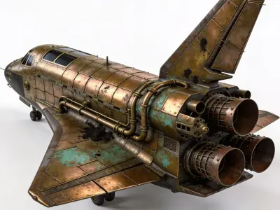 Realistic Antiquated Steampunk Space Shuttle Orbiter 3D Model Low-poly 3D model