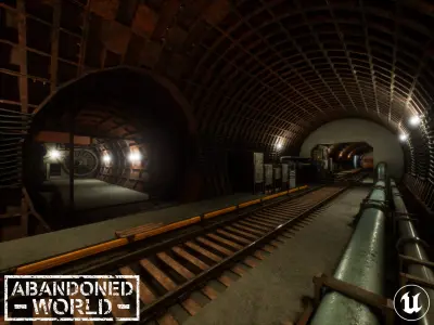 Modular Subway Tunnels for UE Low-poly 3D model