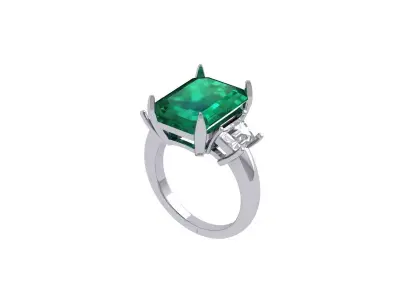 Emerald Radiant Ring 3D print model shop