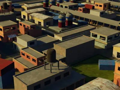 Modular FPS Game Environment and Assets Low-poly 3D model