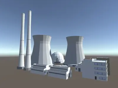 Stylized Nuclear Power Plant Low-poly 3D model