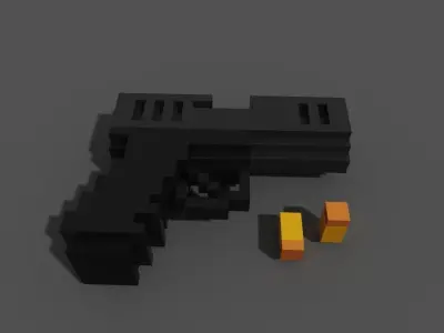 Voxel Gun Glock Low-poly 3D model