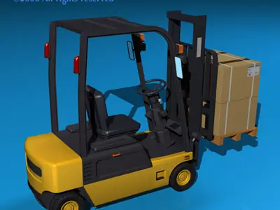 Forklift 2 with boxes 3D model