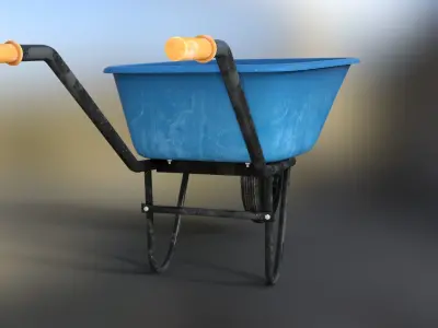 wheelbarrow Low-poly 3D model 3