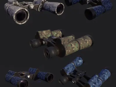 Binocular game-ready 3D model binoculars Low-poly 3D model