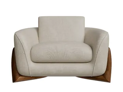 Chair With Wood Accent Beige Low-poly 3D model