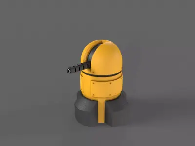 PBR Turret Gun 06 Yellow Low-poly 3D model