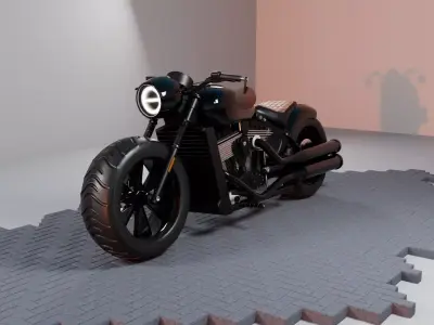 Custom 3D Motorcycle - Scout Bobber Inspired Low-poly 3D model