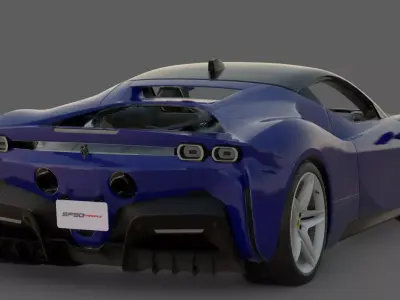 2020 Ferrari SF90 Stradale 3D Model  Hybrid Supercar Revolution Low-poly 3D model