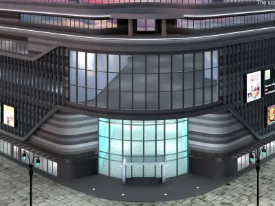  Modern Shopping Complex Night Lights On 