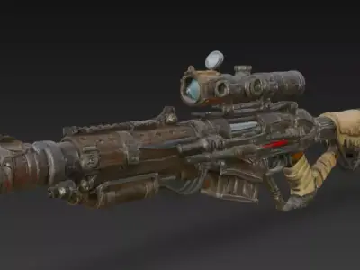 Rugged Post Apocalyptic Rifle 3D Model Low-poly 3D model